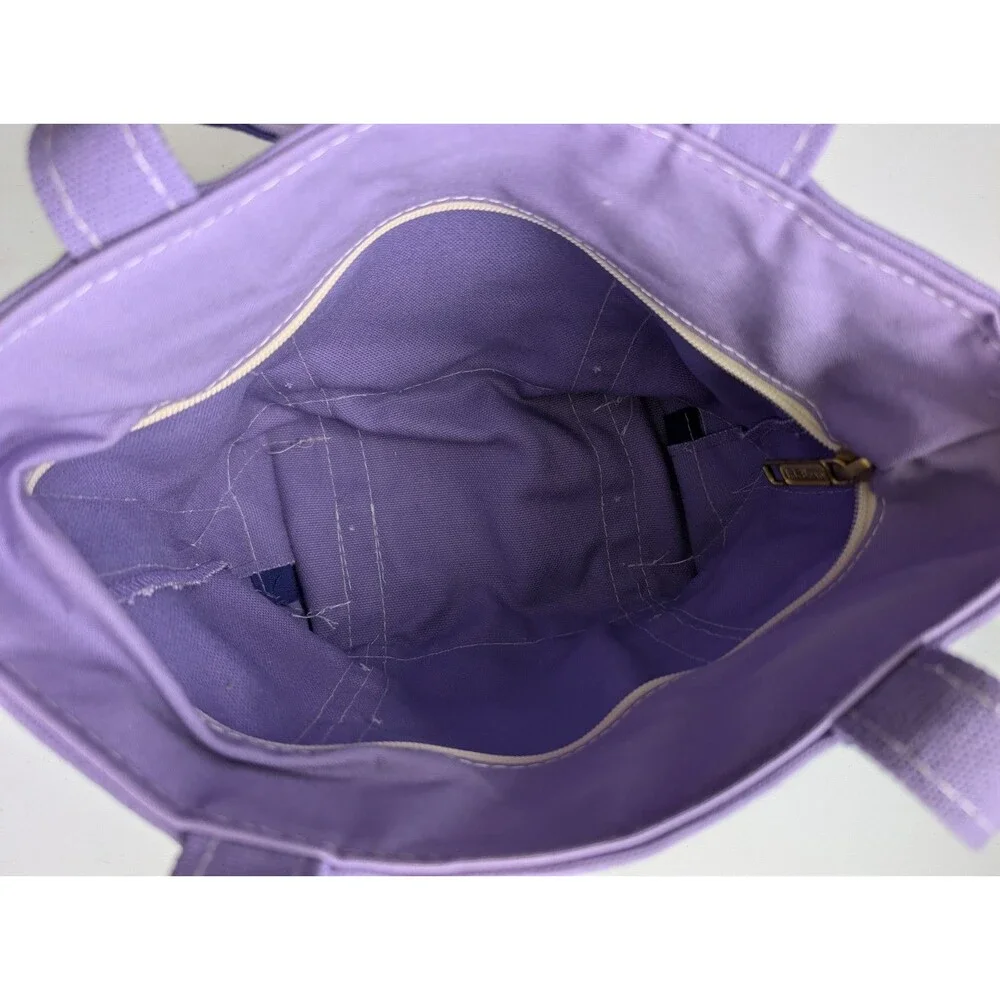 L.L.Bean Boat and Tote Small Zip Top Long Handle Lavender Purple Custom MWM USA